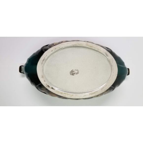 Vintage Guadalajara Boat Bowl, Lofisa Console, Lacy Floral Pattern, Black Green - Picture 4 of 8